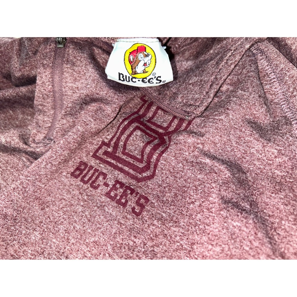 Buc-ee's Mens XL Maroon Space Dye Quarter Zip Pullover Performance Shirt Logo - Picture 3 of 4